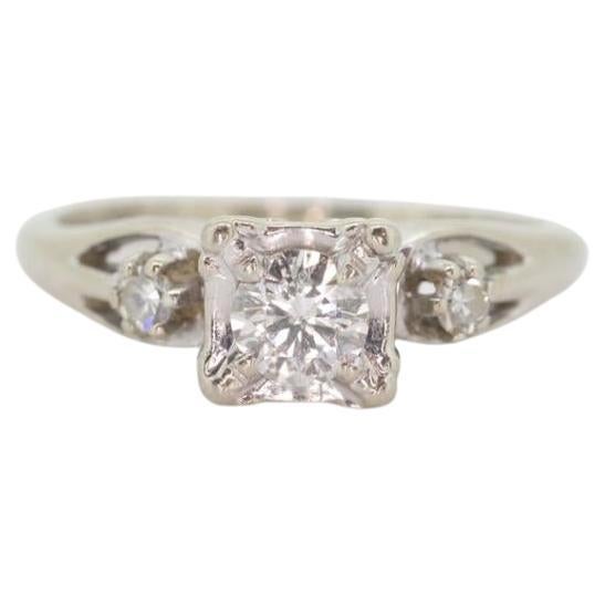 ARTCARVED 14k Gold Diamond Ring. Art carved square cathedral engagement ring.