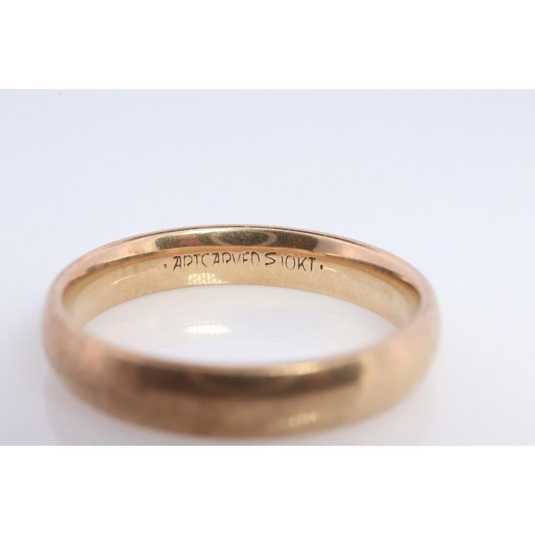 Artcarved JR Wood 10K Band. Jonc de mariage vintage Wood & Sons ART Carved Sz9 Unisexe en vente