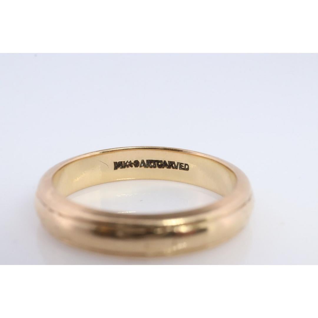 ARTCARVED JR Wood and Sons 14k Gold ART geschnitzter dicker Ehering. Geprägt im Angebot 2