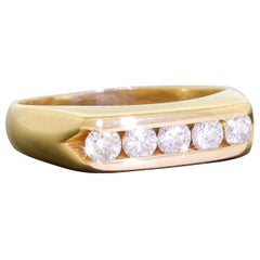 Artcarved Men's 14 Karat Gold Band Ring with 5 Quality Diamonds 0.75 Carat