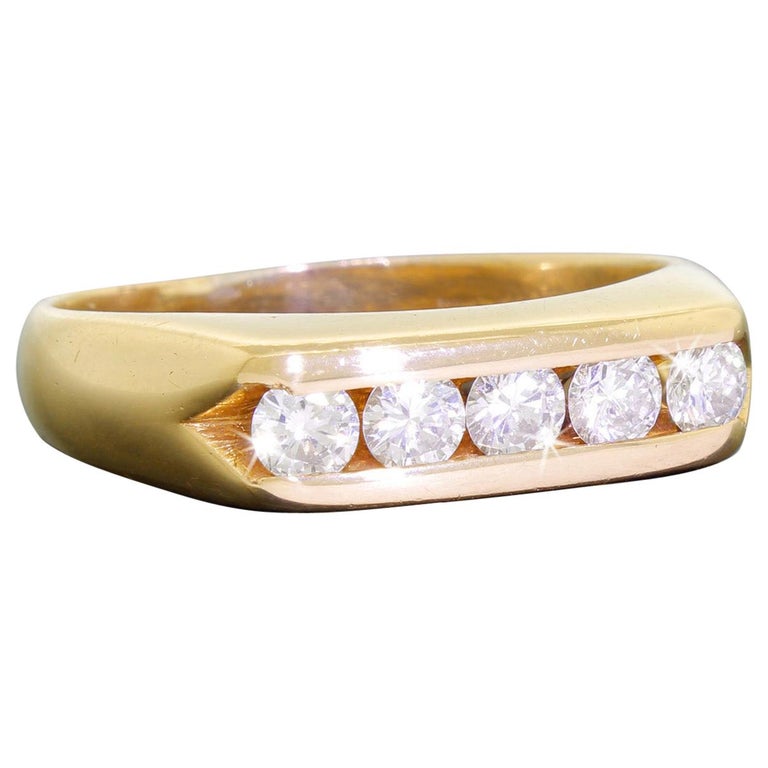 Artcarved Men's 14 Karat Gold Band Ring with 5 Quality Diamonds 0.75 ...