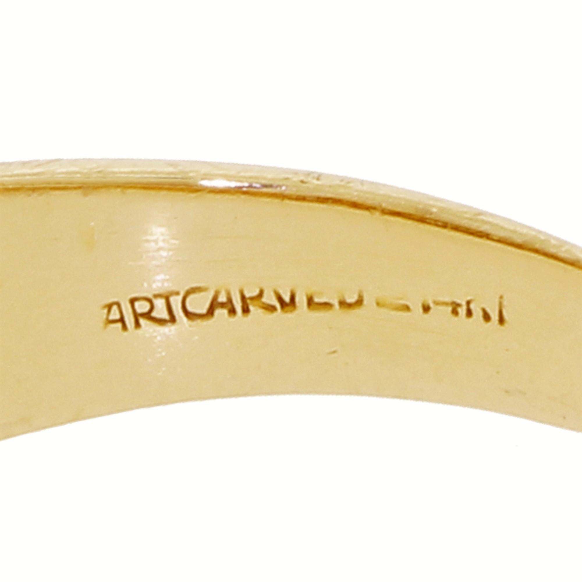 Modern Artcarved Men's 14 Karat Gold Band Ring with 5 Quality Diamonds 0.75 Carat
