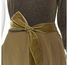 ARTCLUB Casa Miller gold lurex brown cotton twill wrap maxi dress M