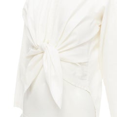 ARTCLUB Narciso white upcycled cotton Oxford slit sleeves tie front shirt S