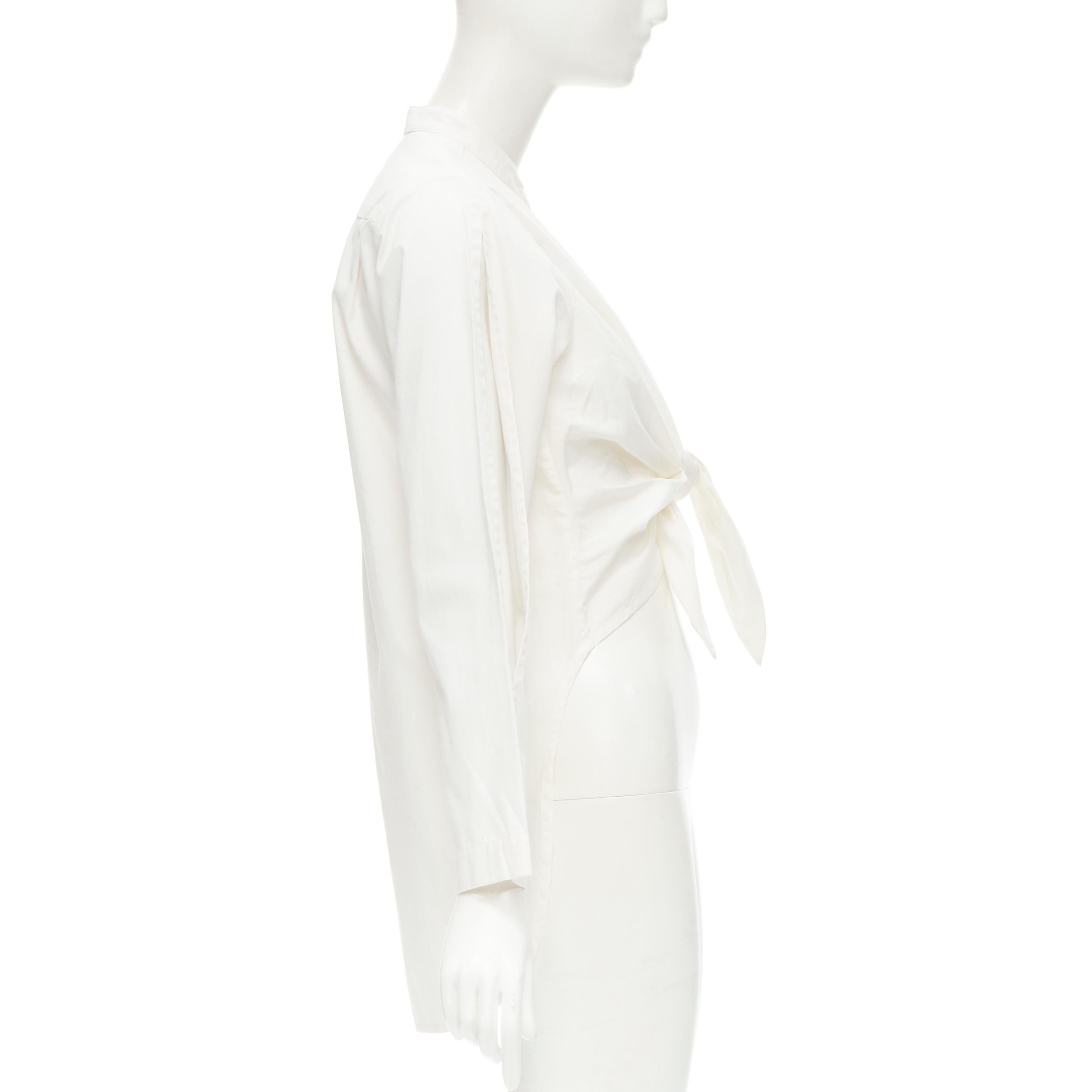 ARTCLUB Narciso white upcycled cotton Oxford slit sleeves tie front shirt S Bon état - En vente à Hong Kong, NT