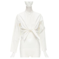 ARTCLUB Narciso white upcycled cotton Oxford slit sleeves tie front shirt S