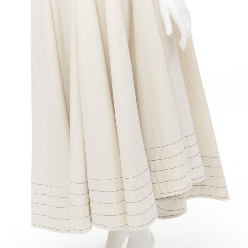 ARTCLUB natural beige 100% linen black one shoulder tent dress  S 3