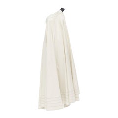 ARTCLUB natural beige 100% linen black one shoulder tent dress  S