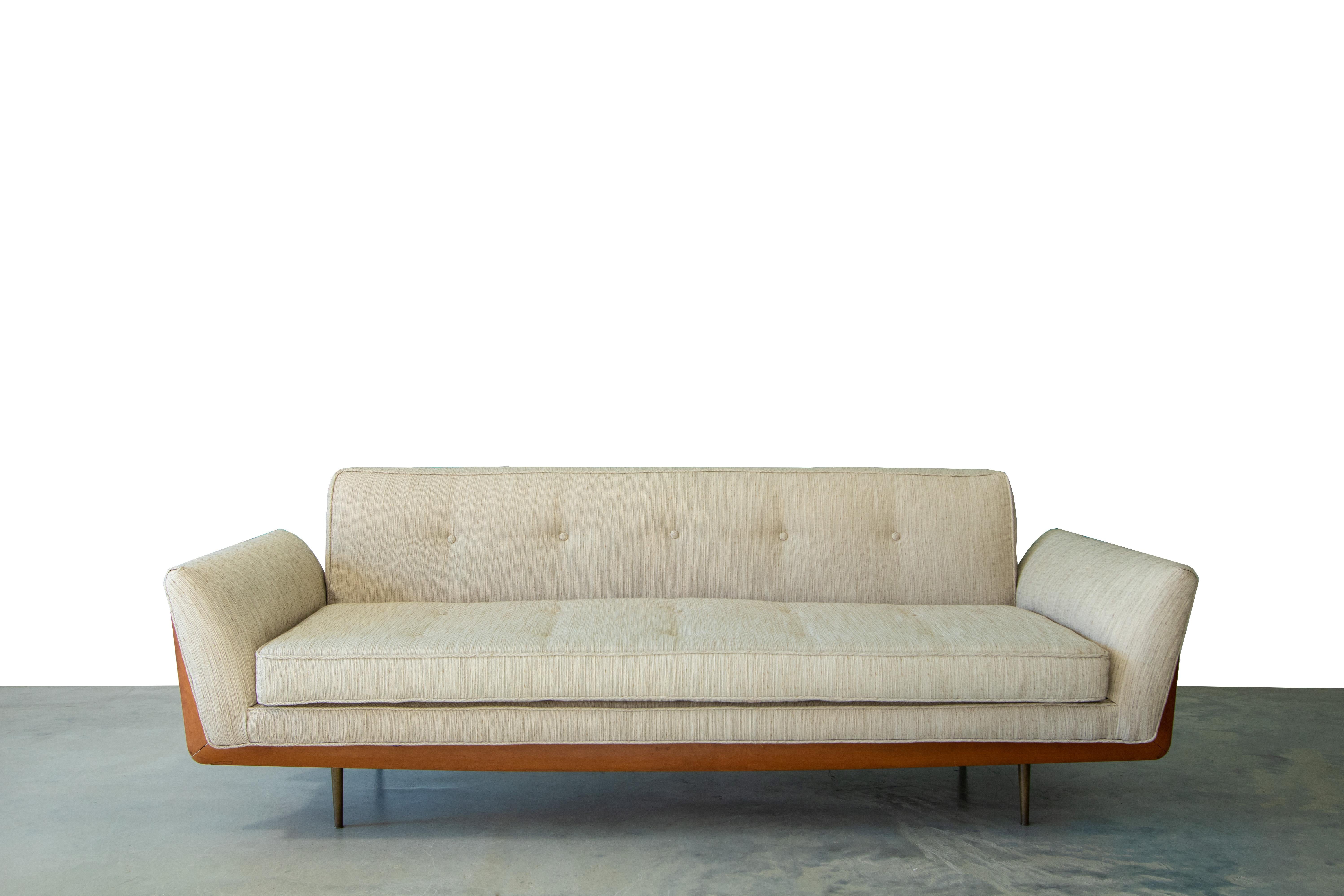 American Artcraft Mid-Century Modern Sofa After T.H. Robsjohn Gibbings with Brass Legs