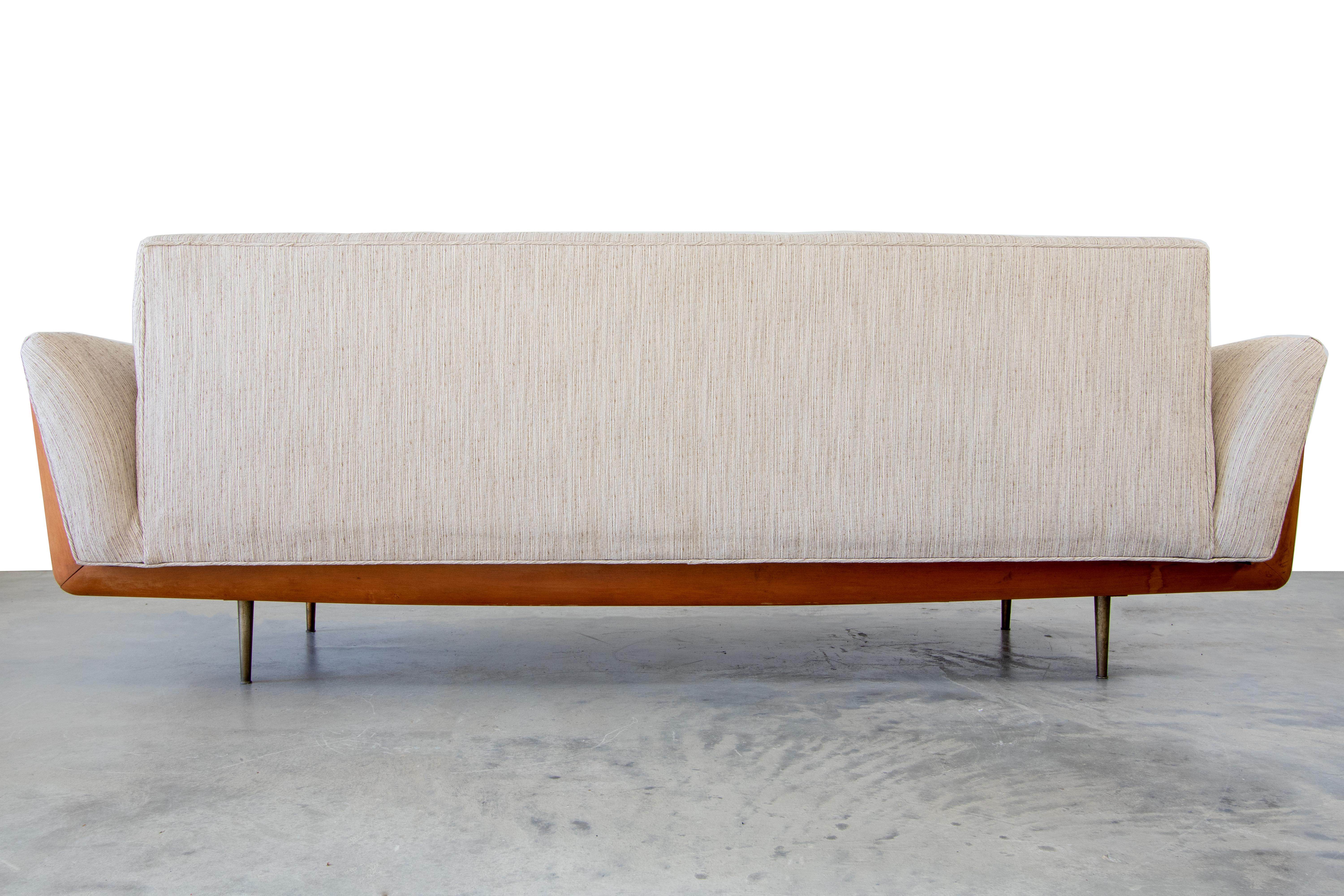 Mid-20th Century Artcraft Mid-Century Modern Sofa After T.H. Robsjohn Gibbings with Brass Legs