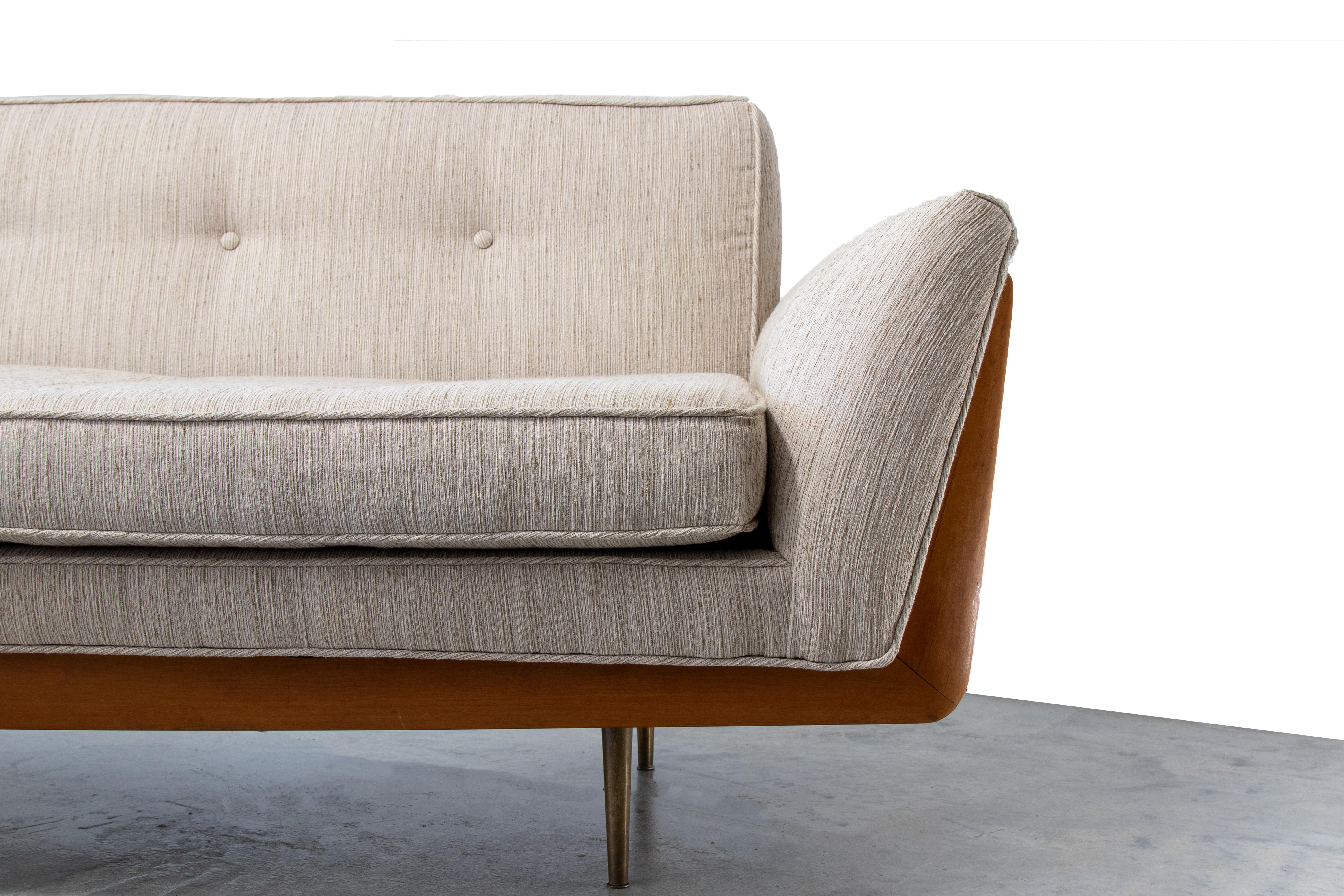 Artcraft Mid-Century Modern Sofa After T.H. Robsjohn Gibbings with Brass Legs 2