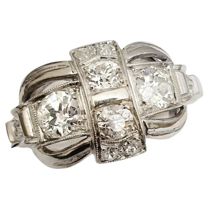 Art deco ring centered with old european cut diamonds with an estimate diamond weight of 2 carats H color white vs clearity excellent spark in 14k white gold setting ring was made in europe during the artdeco era 1925/1930.c