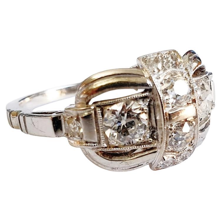Art Deco Diamond Gold Ring In Good Condition In Cairo, EG