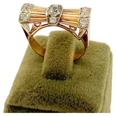 Women's Artdeco Old Mine Cut Diamond Gold Ring For Sale