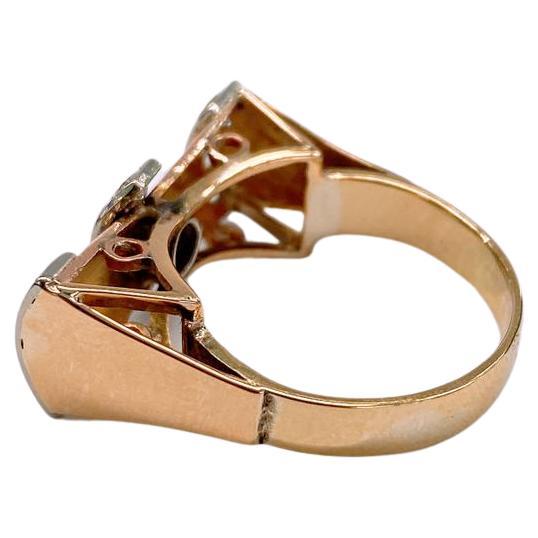 Artdeco Old Mine Cut Diamond Gold Ring For Sale 1