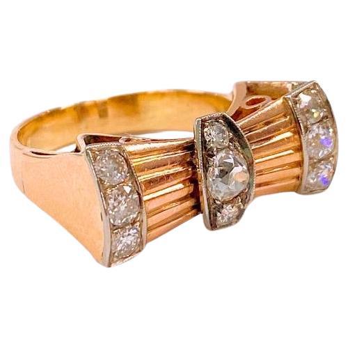 Artdeco Old Mine Cut Diamond Gold Ring For Sale