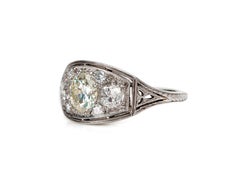Art Deco 1.8 Carat Old European Diamond Platinum Vintage Low Profile Ring