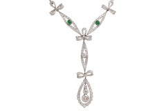 Antique Artdeco 1920 s Plainum & 18 Kt Gold Diamond Drop Necklace