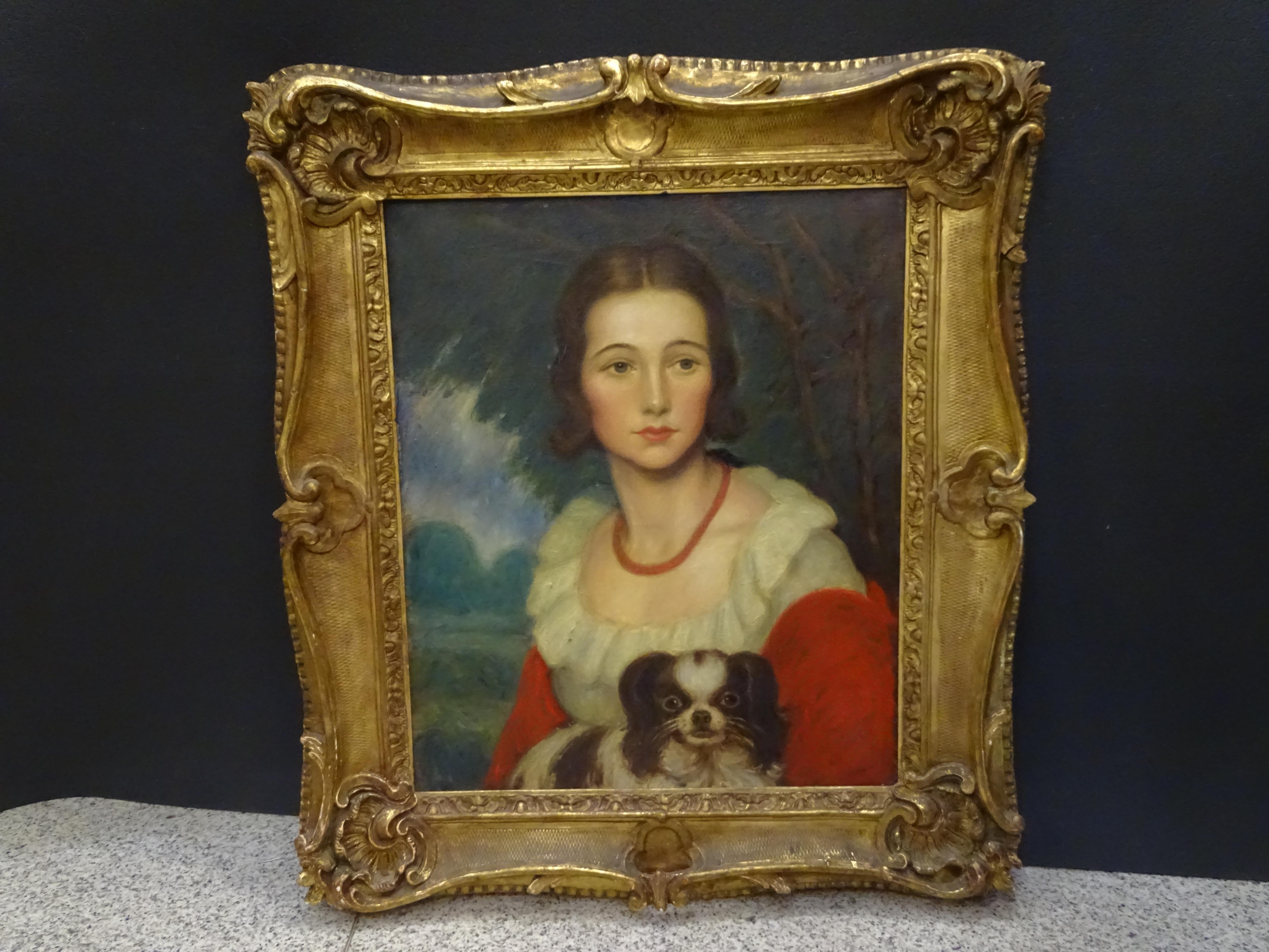 Hand-Carved Artdeco American Painting, Portrait of Madame Valére