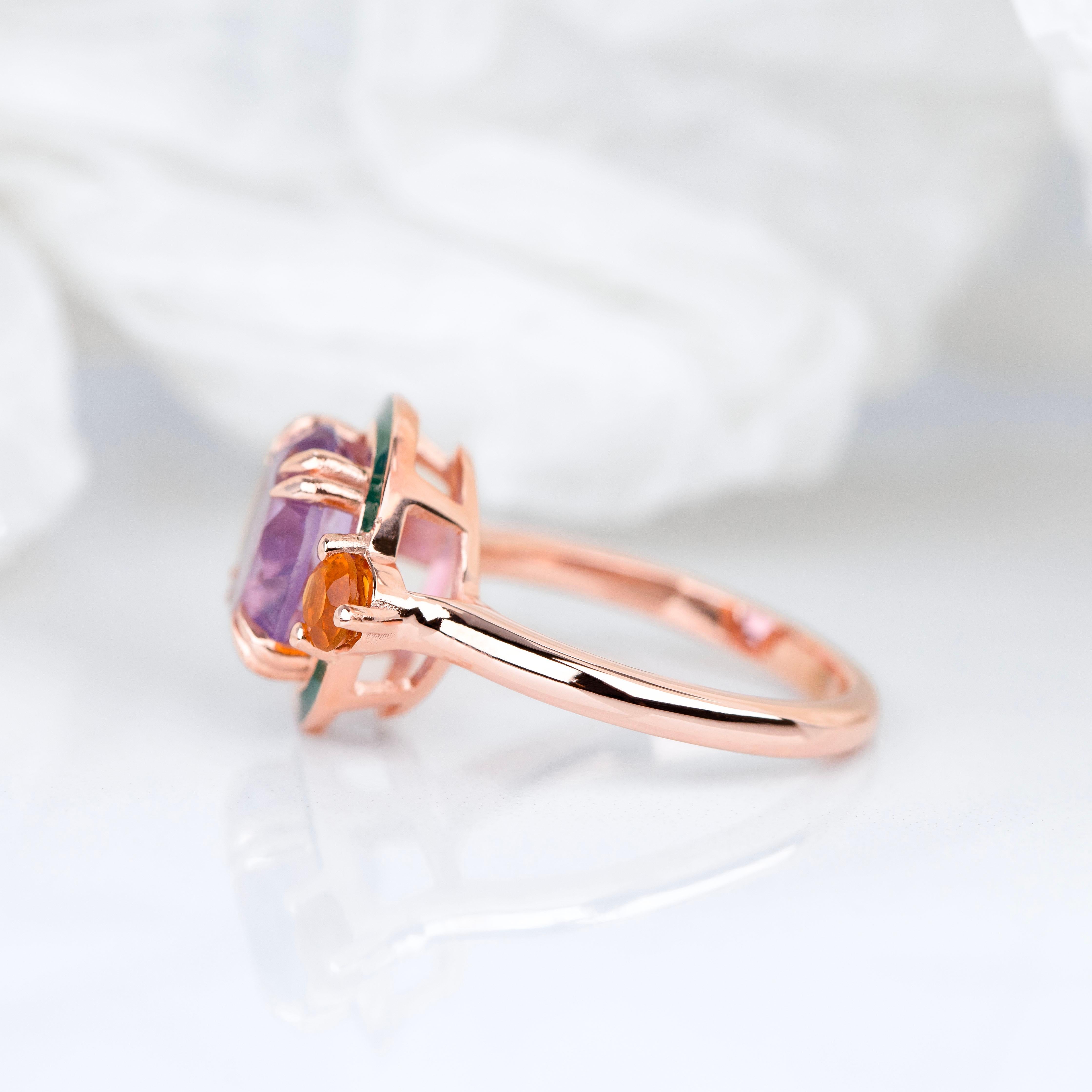 Artdeco and Cocktail Ring,Purple Amethyst  and Raw Citrine Stone Dainty Ring, 14K Gold Ring or 925 Sterling Silver,h Halloween Jewelry, Valentine's Day Gift, Christmas Gift

If you want, you can also buy this ring in 585 gold. It is available in our