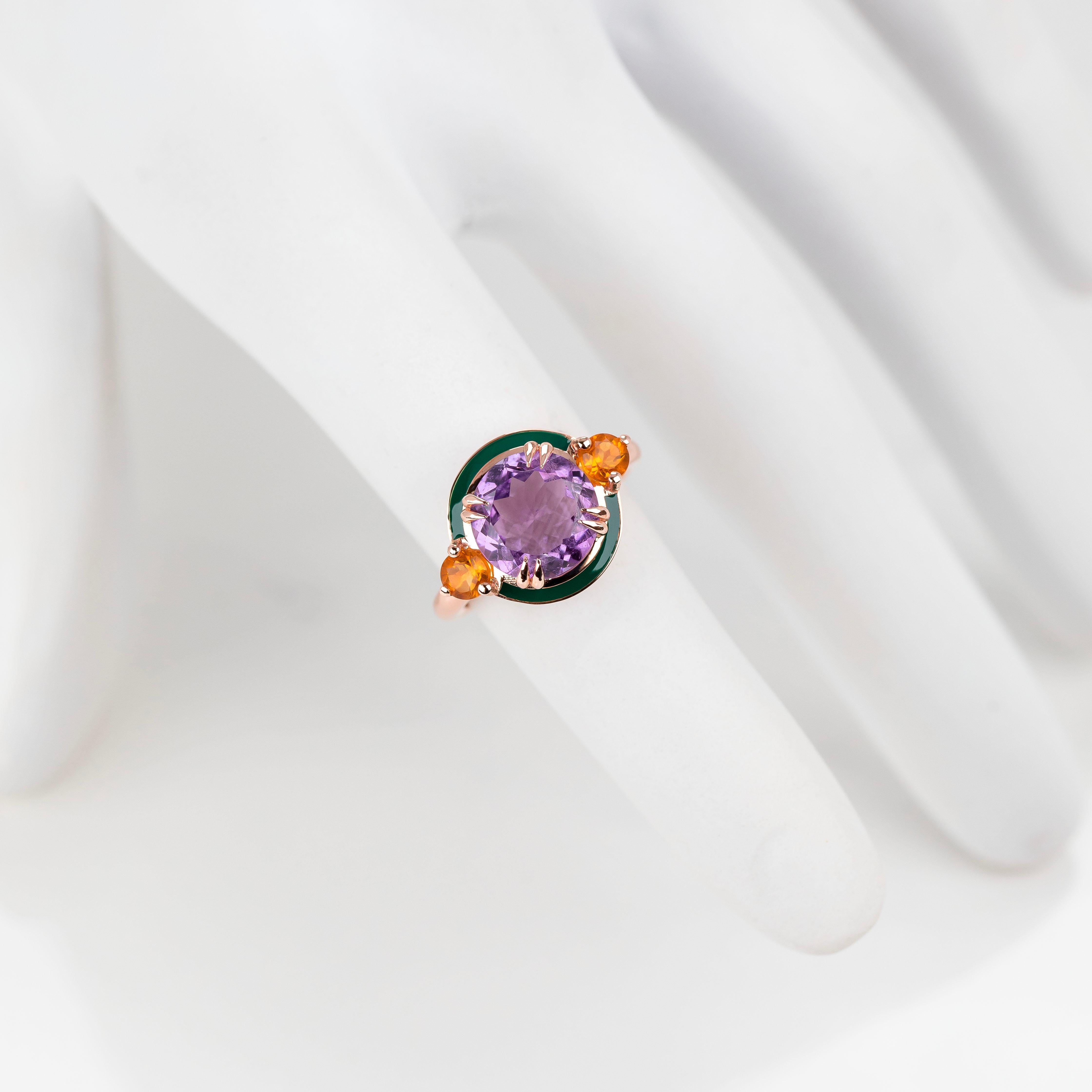 Artdeco and Cocktail Ring, Amethyst and Citrine Stone Ring, 925 Silver  Ring In New Condition For Sale In ISTANBUL, TR