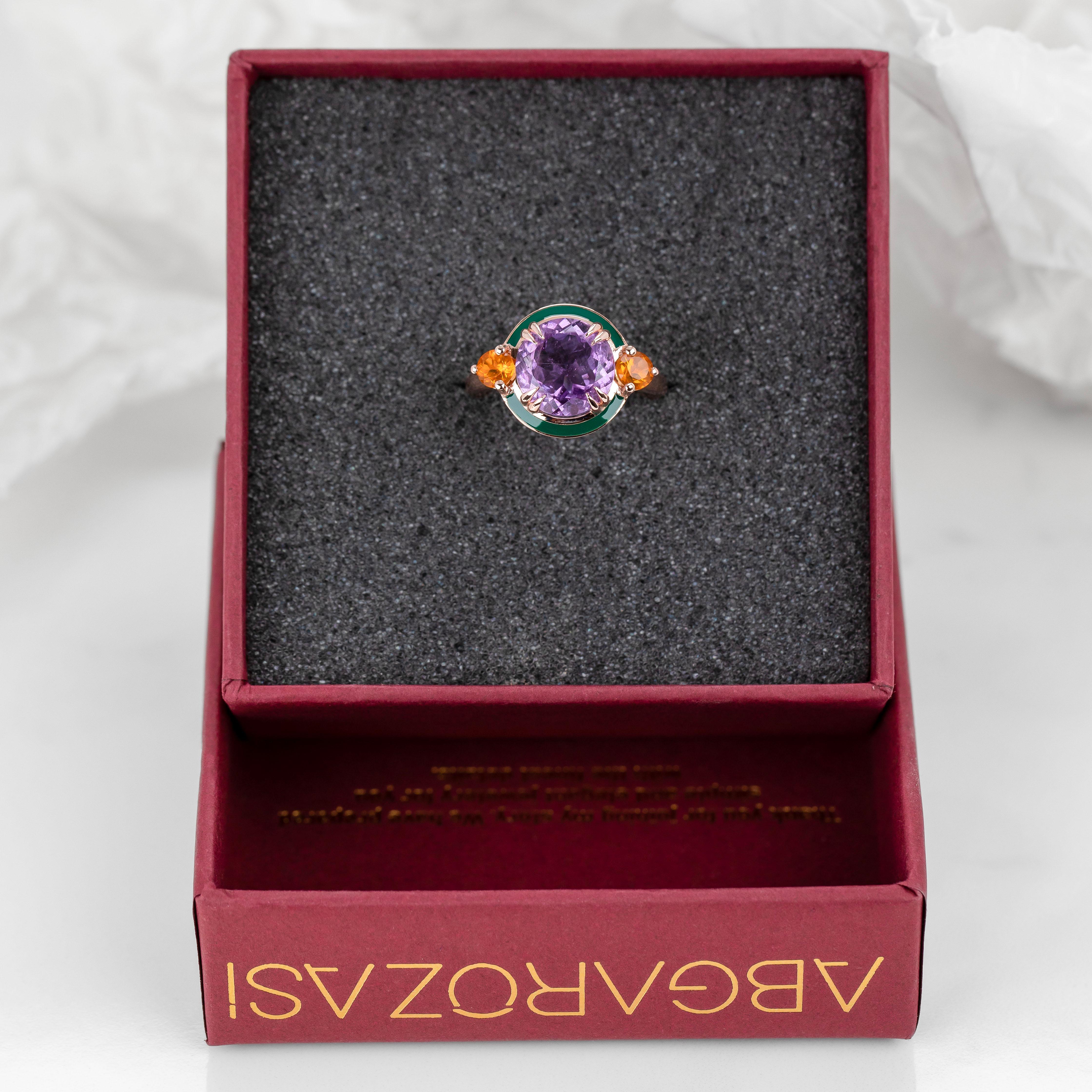 Women's Artdeco and Cocktail Ring, Amethyst and Citrine Stone Ring, 925 Silver  Ring For Sale