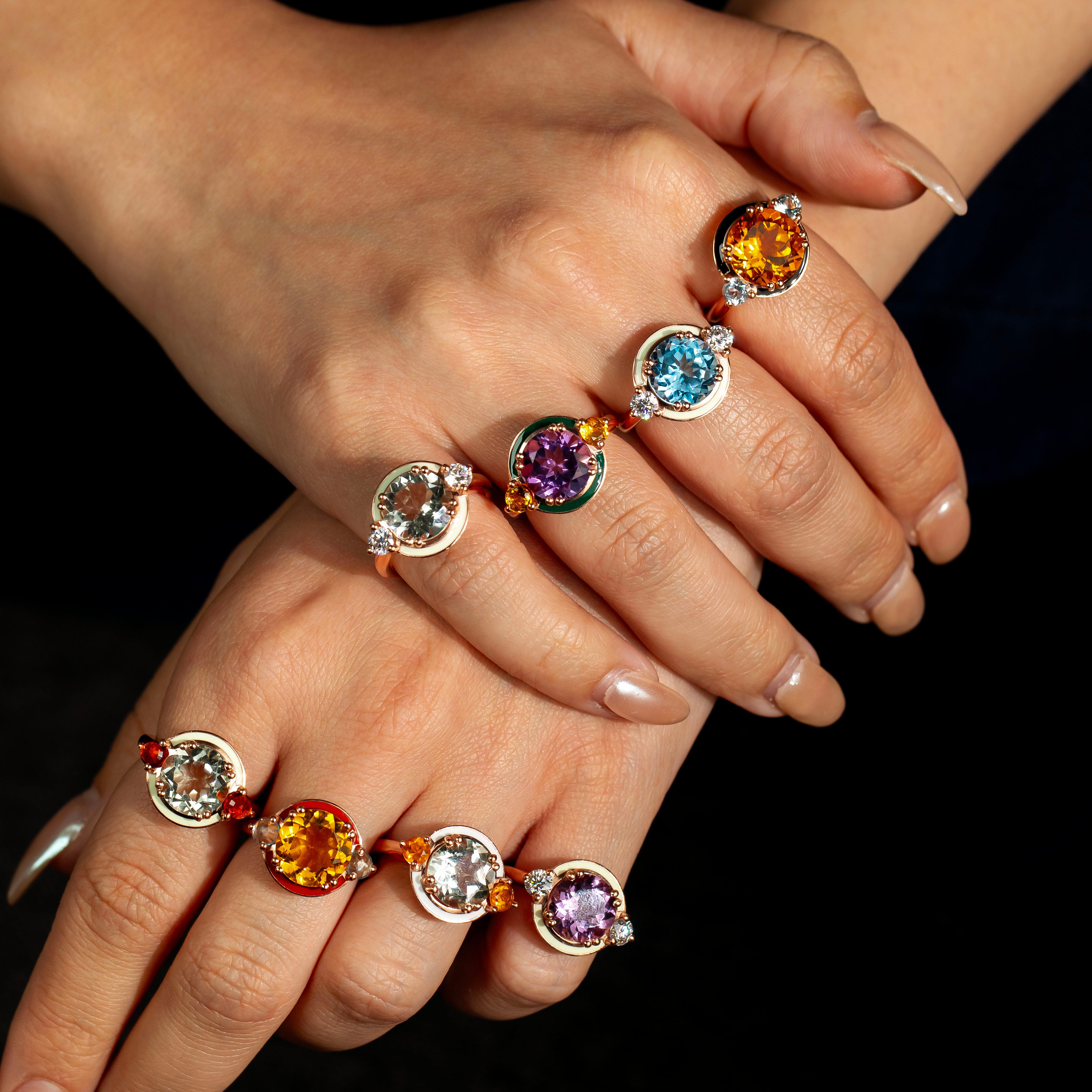 Artdeco and Cocktail Ring, Amethyst and Citrine Stone Ring, 925 Silver  Ring For Sale 1