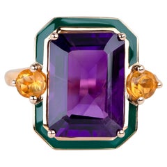 Anillo Artdeco y Cocktail, Anillo Amatista y Citrino, Anillo Plata 925