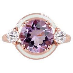Artdeco and Cocktail Ring, Amethyst and Moissanite Stone Ring, 925 Silver  Ring