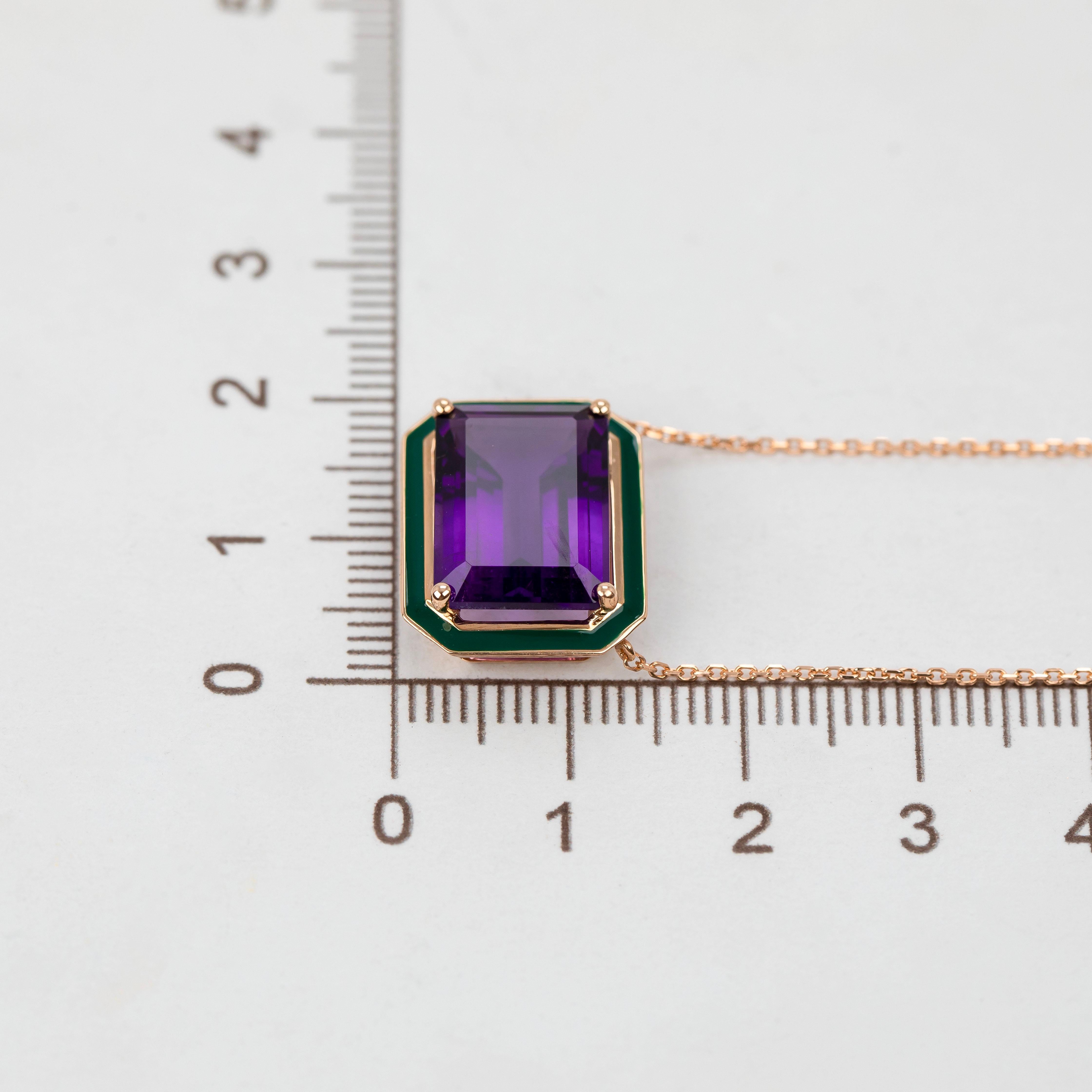 Artdeco and Pendant Necklace, 6-7.00 ct Amethyst Stone Necklace, 14K Gold In New Condition For Sale In ISTANBUL, TR