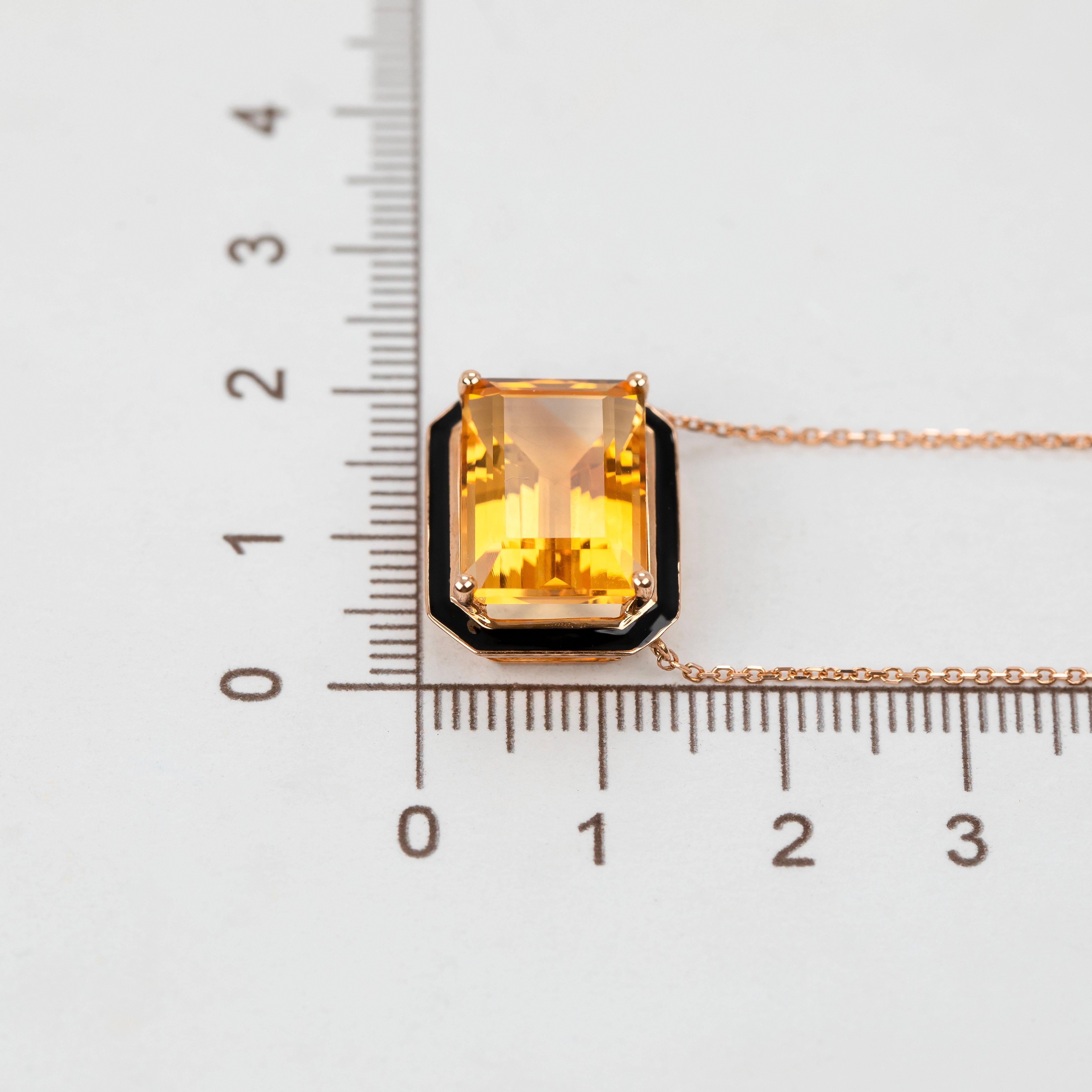 Artdeco and Pendant Necklace, 6-7.00 ct Citrine Stone Necklace, 14K Gold In New Condition For Sale In ISTANBUL, TR