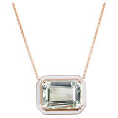 Collier Artdeco et pendentif, 6-7.00 ct Green Sapphire Stone Necklace, 14K Gold