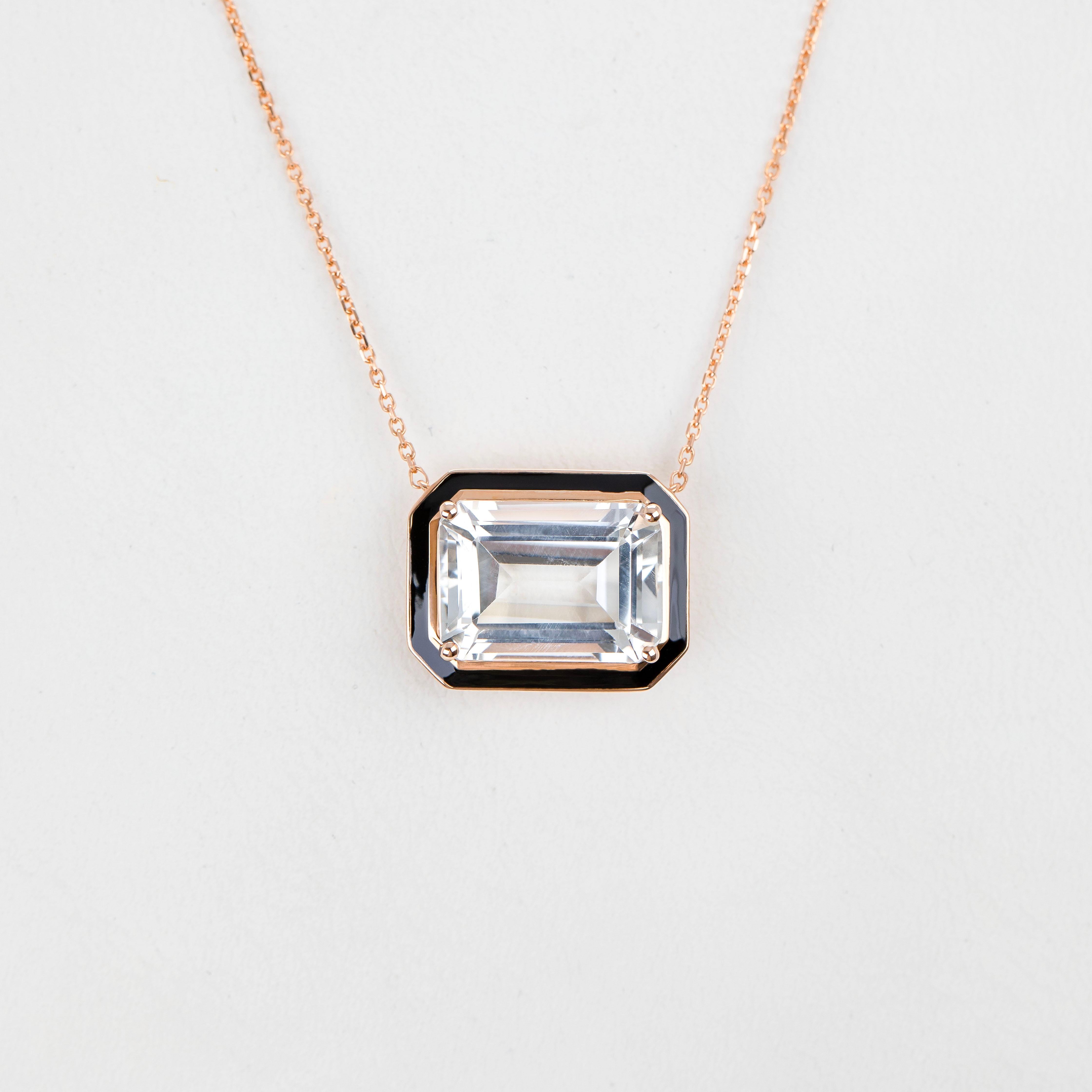 Art Deco Artdeco and Pendant Necklace, 6-7.00 ct Topaz Stone Necklace, 14K Gold For Sale