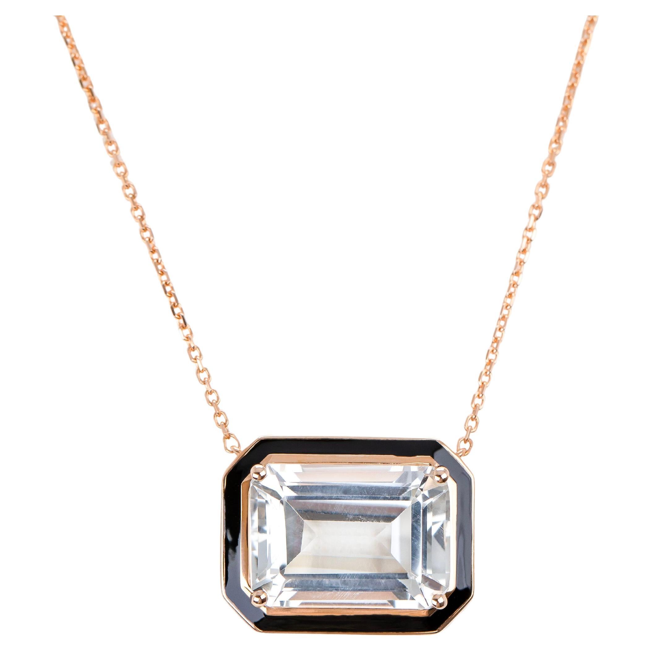 Collier Artdeco et pendentif, 6-7.00 ct Topaz Stone Necklace, 14K Gold