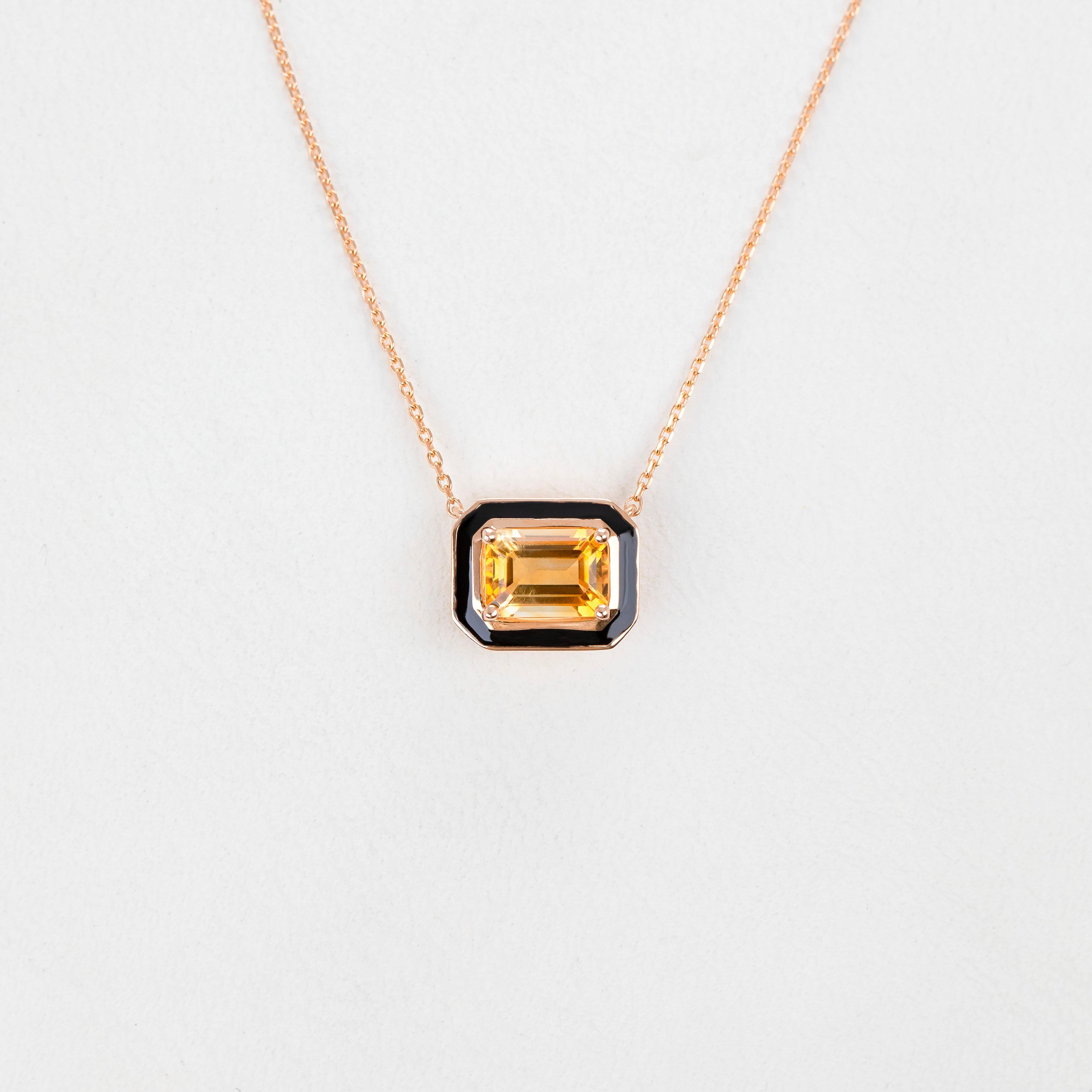 Collier Art déco et pendentif, collier de pierres de citrine et collier en or 14 carats en vente 1