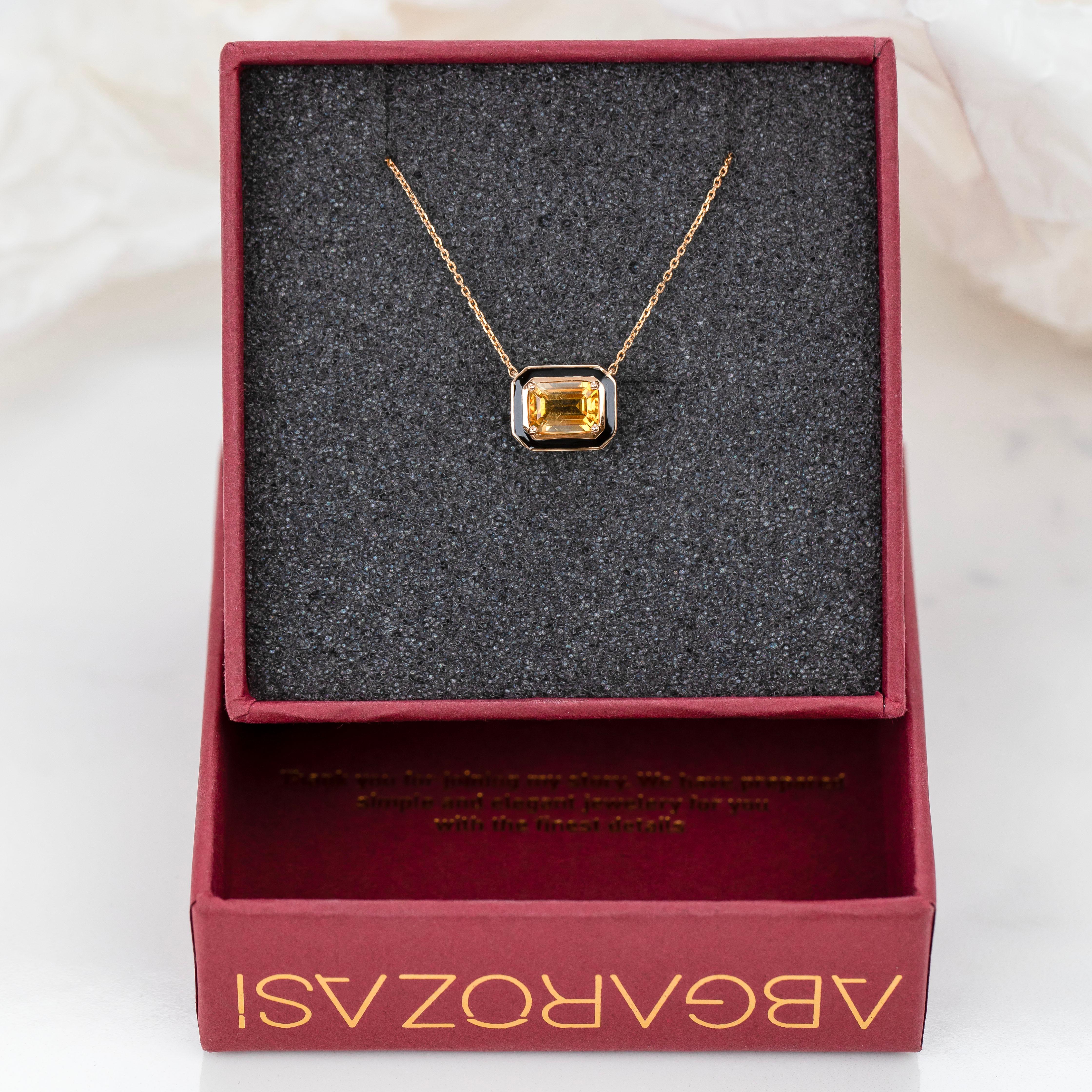 Collier Art déco et pendentif, collier de pierres de citrine et collier en or 14 carats en vente 2