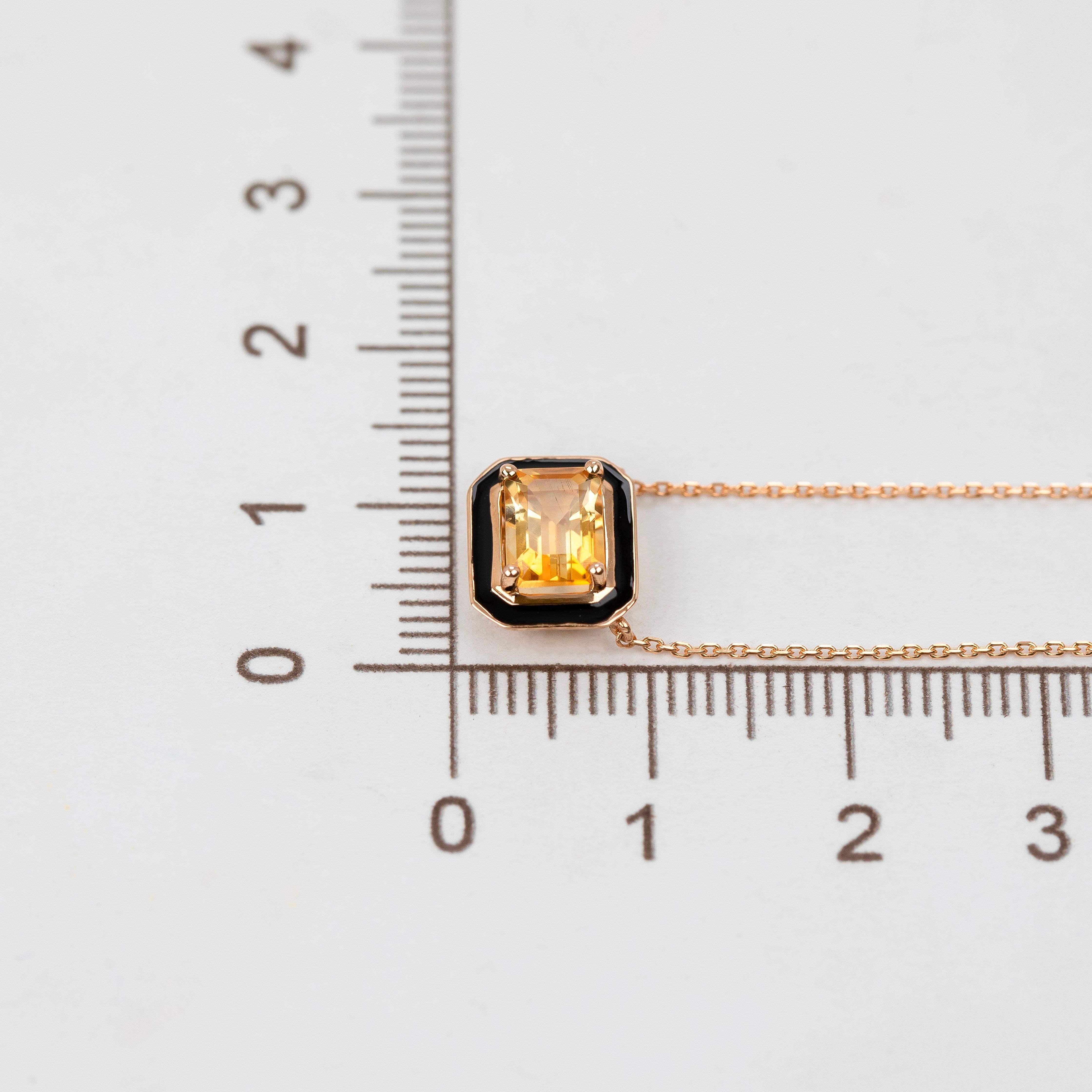 Collier Art déco et pendentif, collier de pierres de citrine et collier en or 14 carats en vente 3