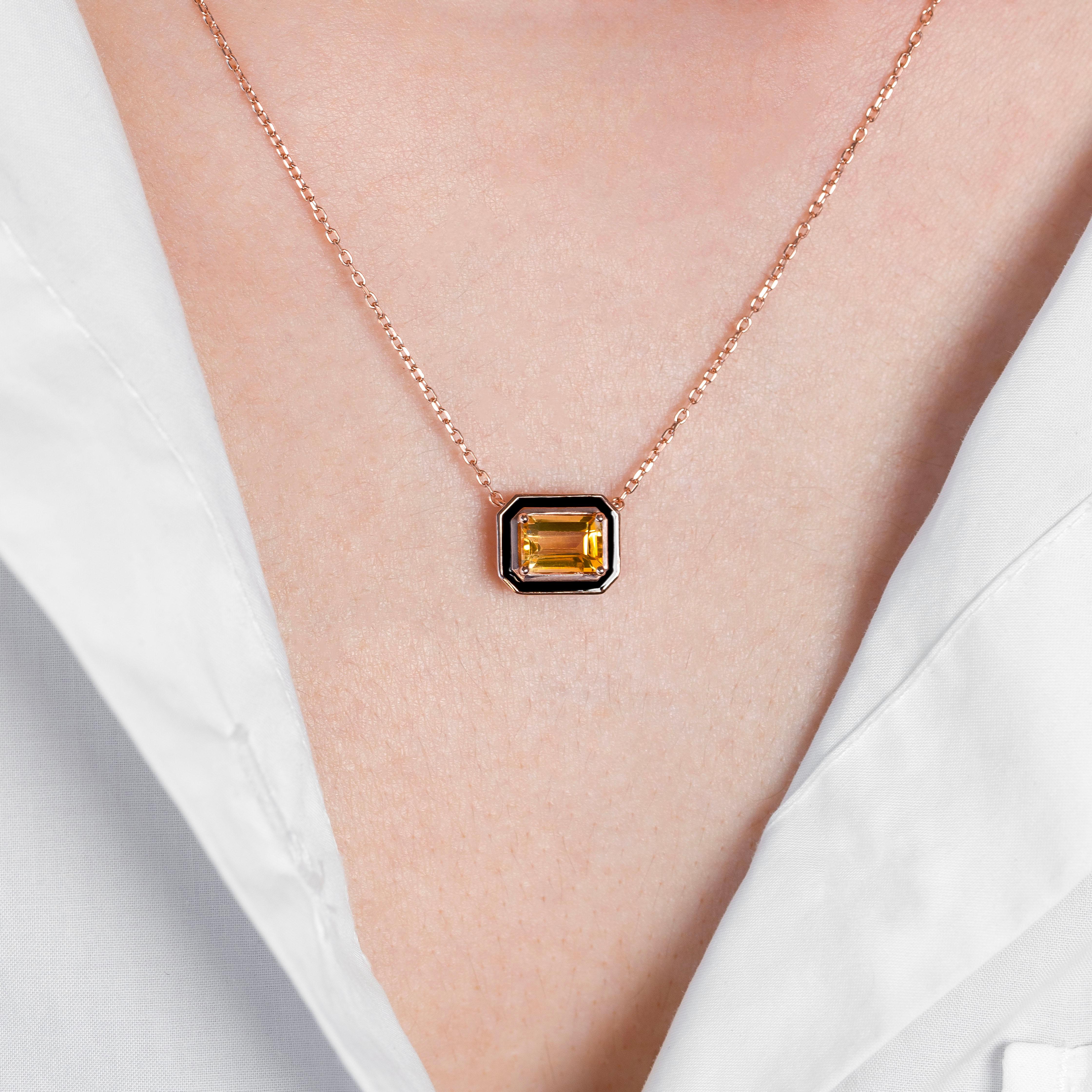 Collier Art déco et pendentif, collier de pierres de citrine et collier en or 14 carats en vente 4