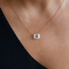 Artdeco and Pendant Necklace, Green Sapphire Stone Necklace, 14K Gold