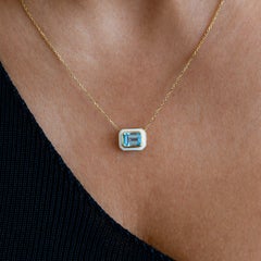 Artdeco and Pendant Necklace, Sky Topaz Stone Necklace, 14K Gold Necklace
