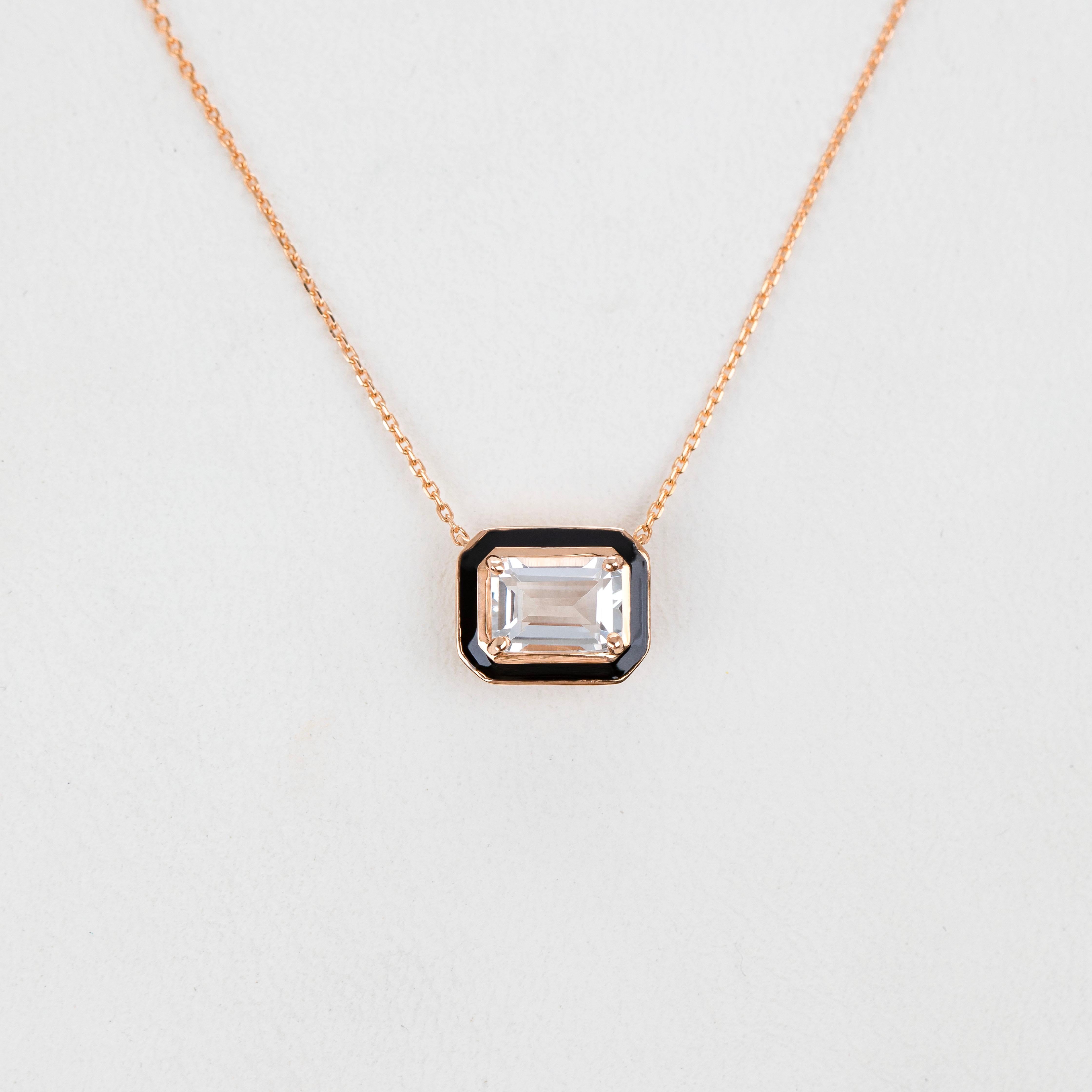 Artdeco and Pendant Necklace, Topaz Stone Necklace, 14K Gold In New Condition For Sale In ISTANBUL, TR