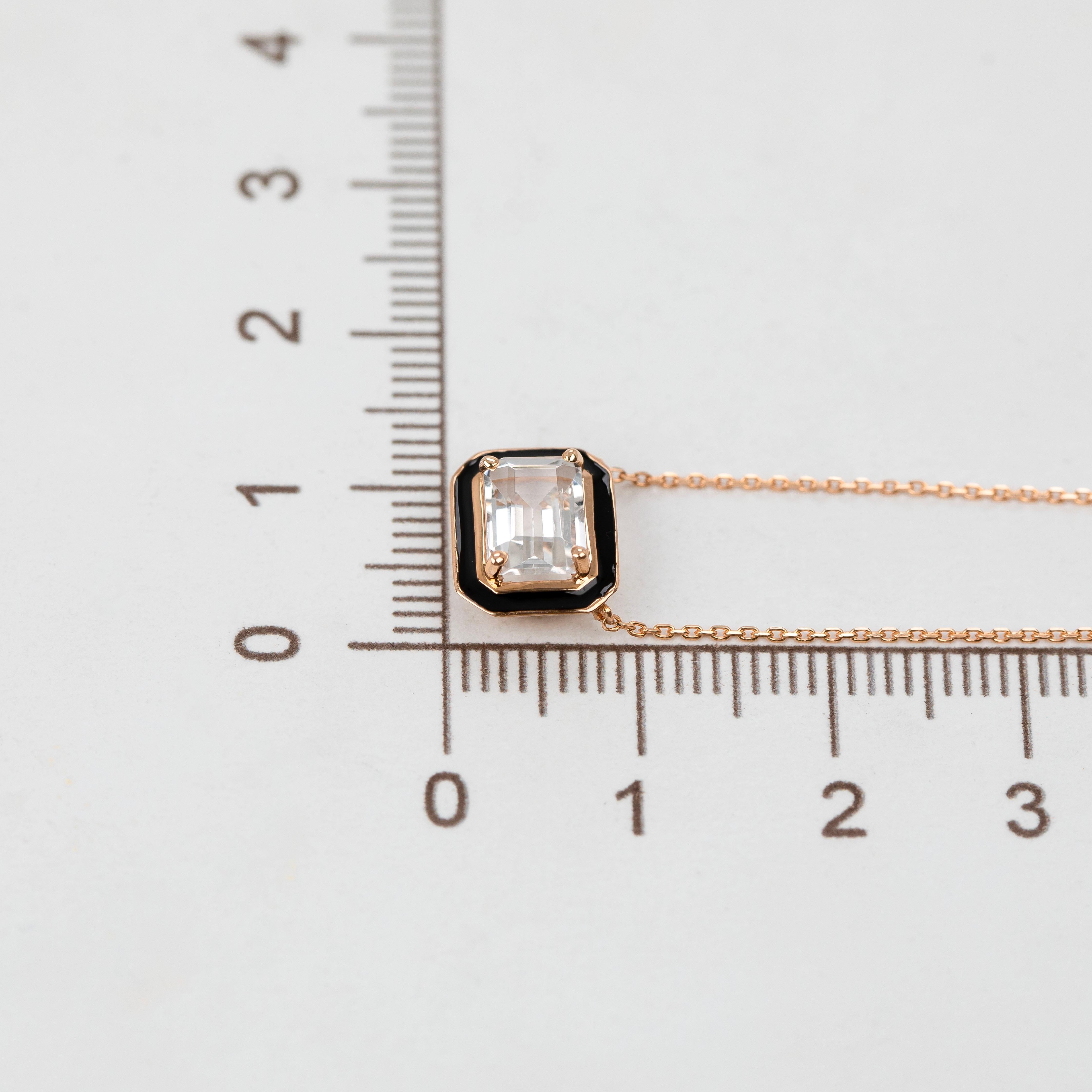 Women's Artdeco and Pendant Necklace, Topaz Stone Necklace, 14K Gold For Sale