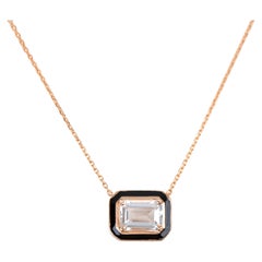 Artdeco and Pendant Necklace, Topaz Stone Necklace, 14K Gold