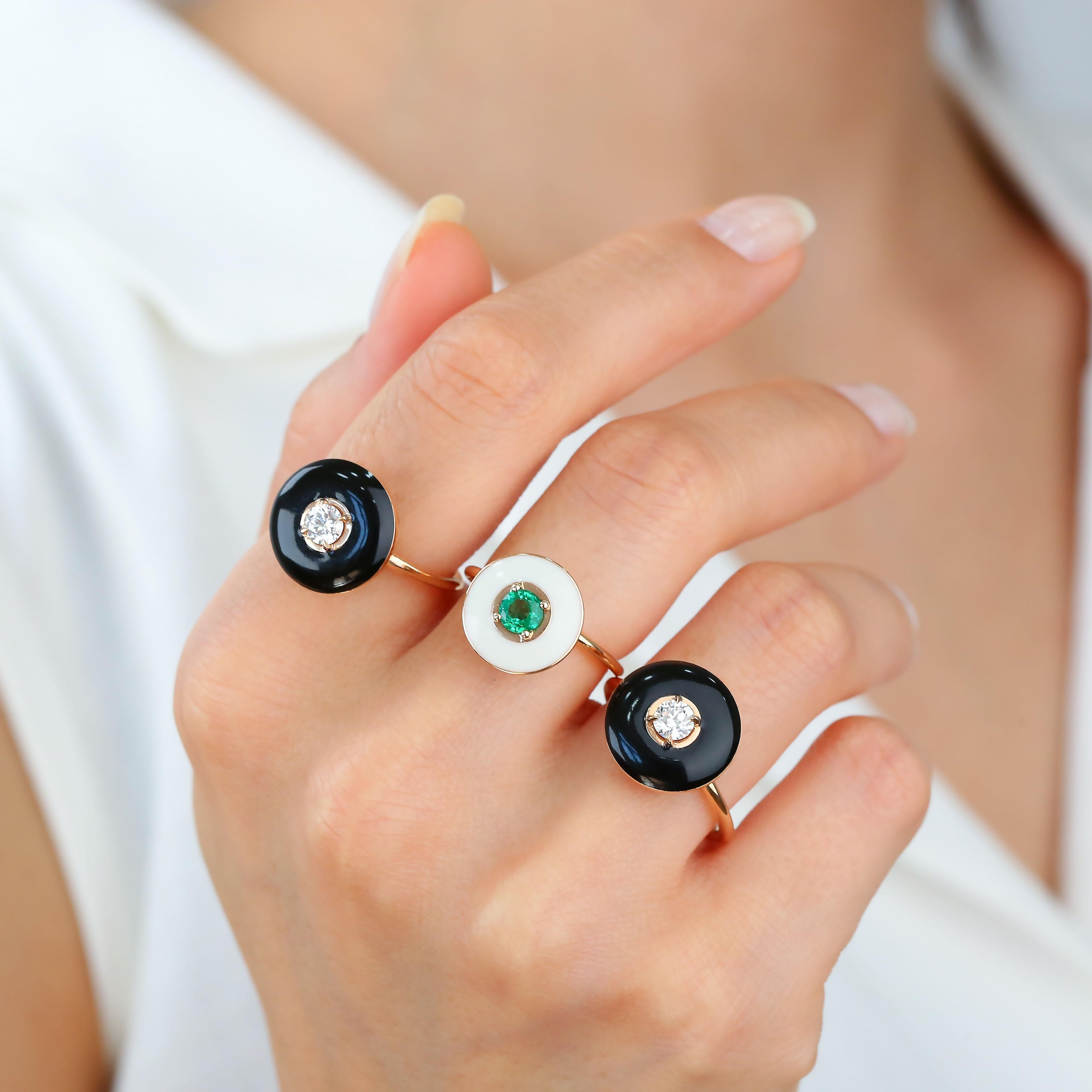 14K Art Deco Enamel Jewelry-Enamel Rings-Bohemian Jewelry-Artisan Jewelry Ring 4