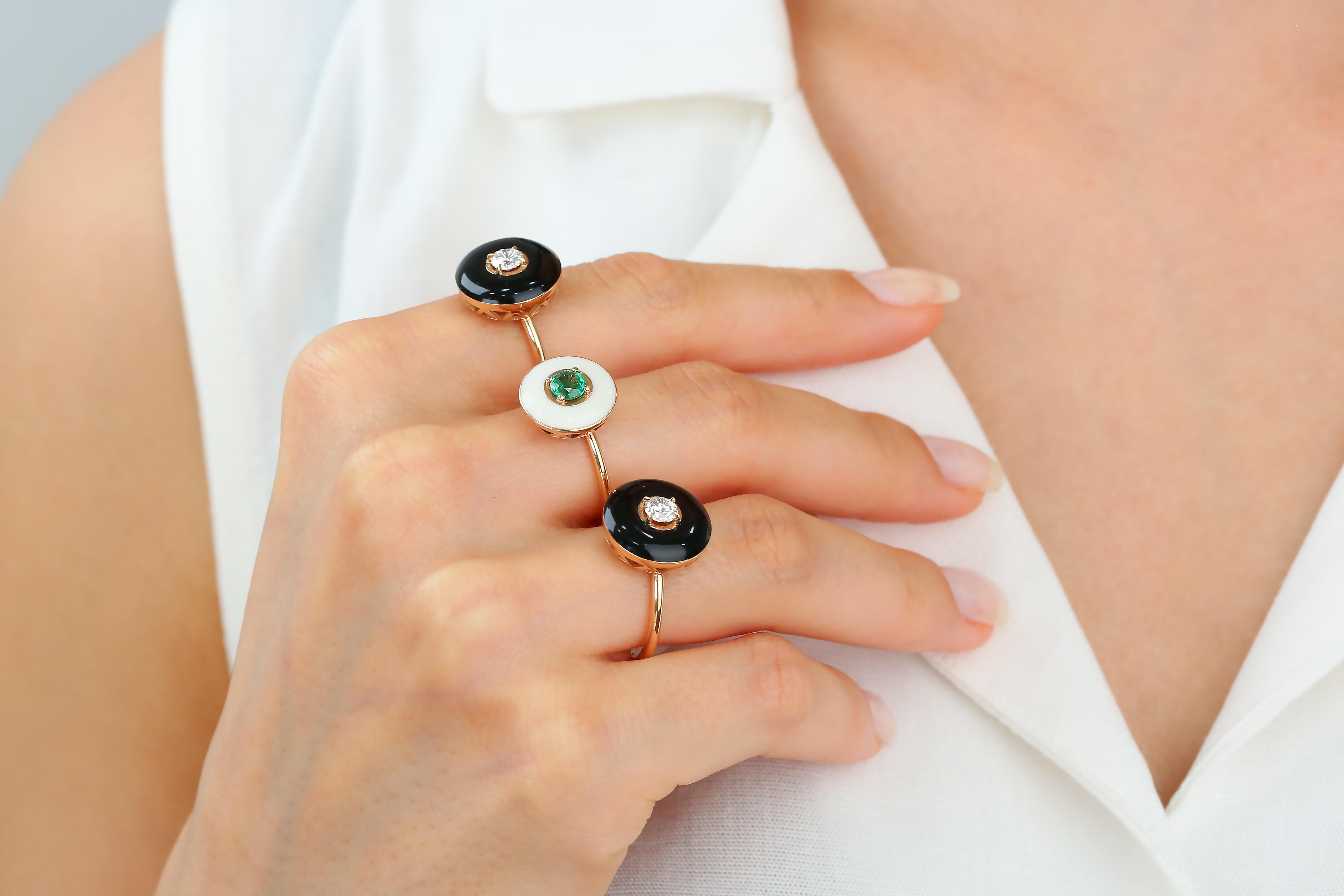 14K Art Deco Enamel Jewelry-Enamel Rings-Bohemian Jewelry-Artisan Jewelry Ring 3