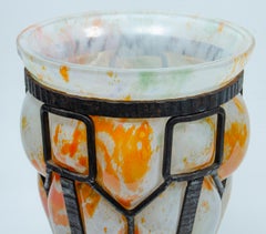 Artdeco Blown Iron Glass Attributed Lorraine