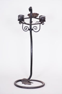 Art Deco Candelabrum Stand, Wrought Iron, Austria, Original Condition, 1920s