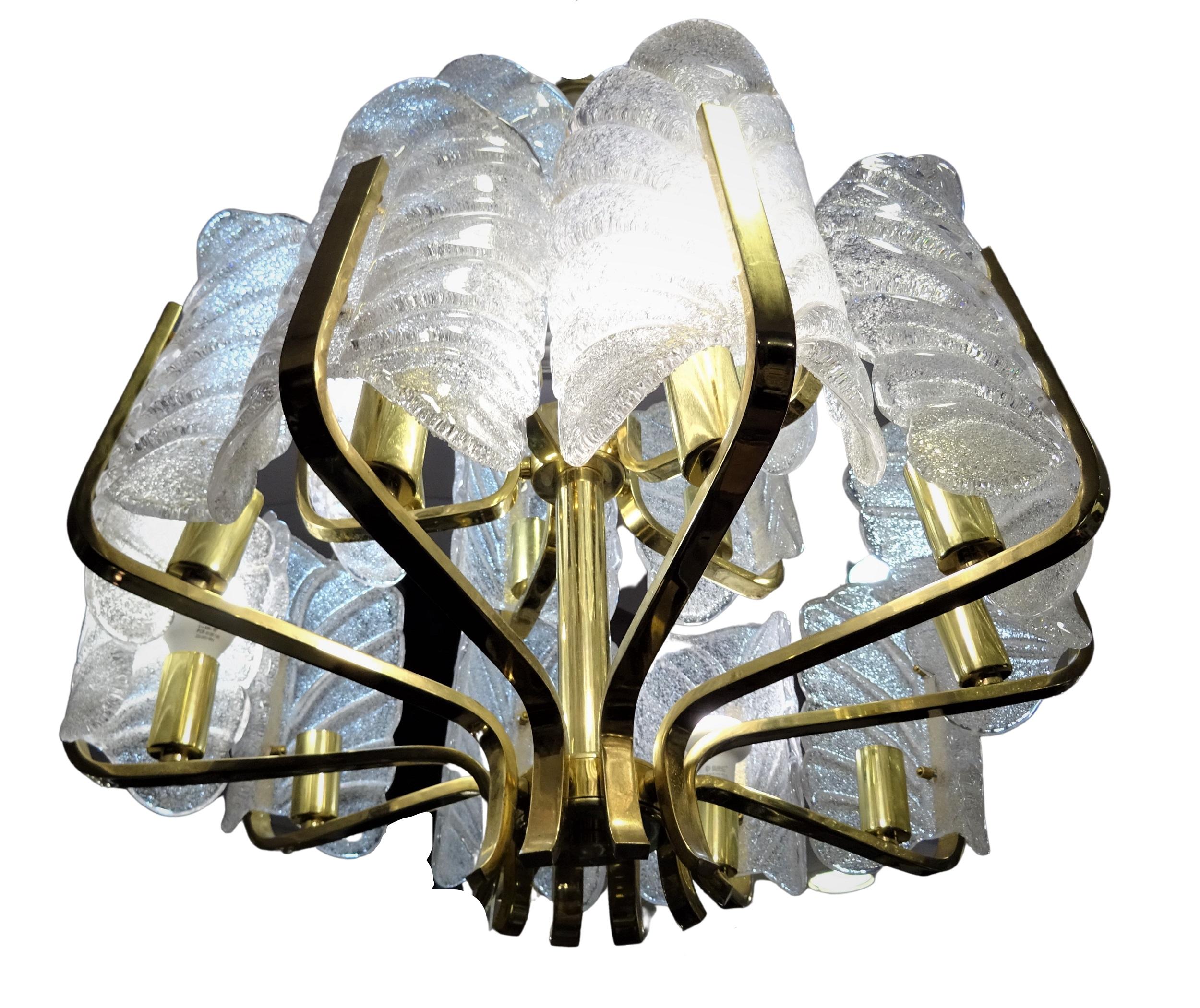 Art Deco Carl Fagerlund Chandelier for Orrefors, 1930s Sweden In Good Condition For Sale In Valladolid, ES