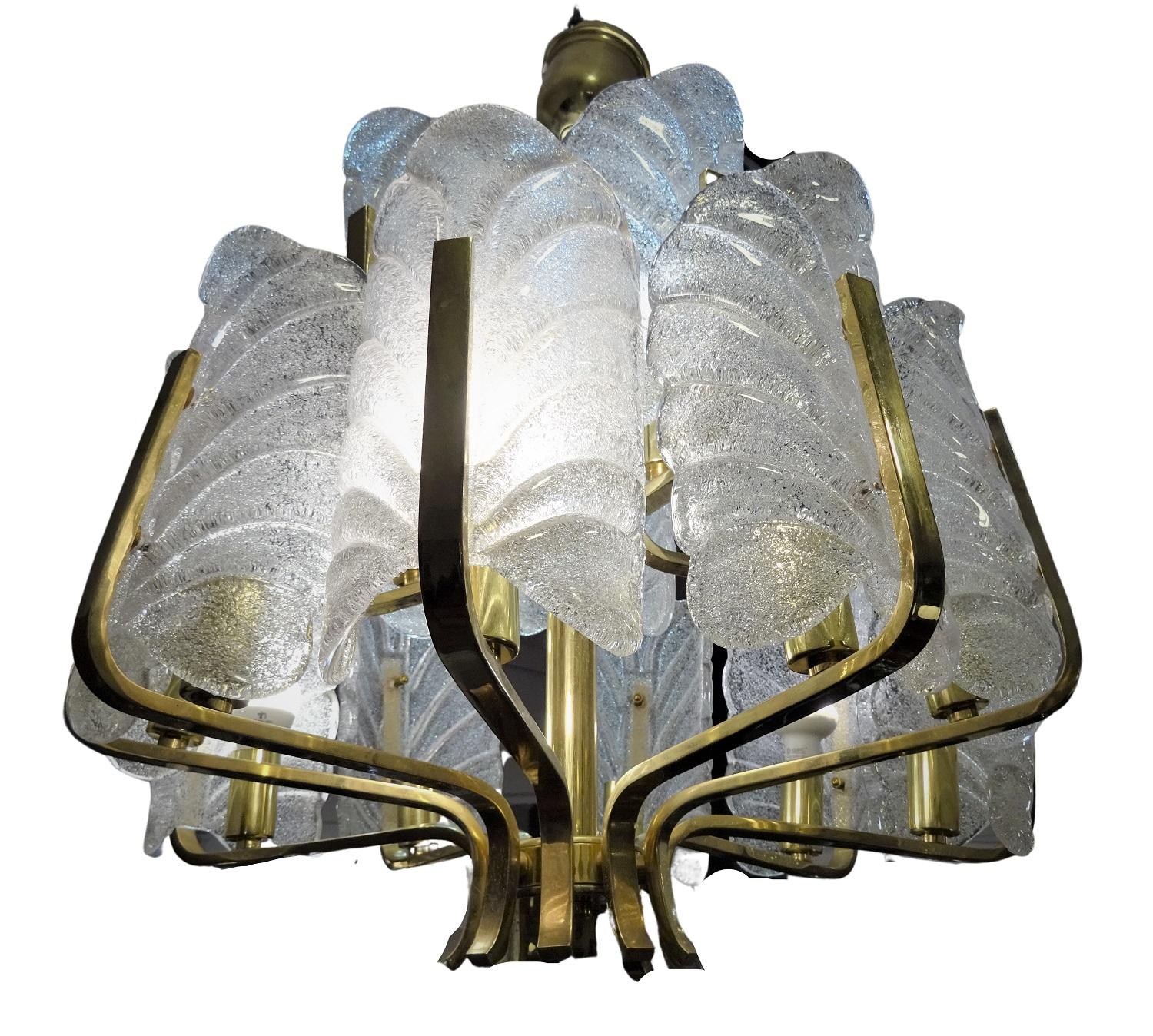 Mid-20th Century Art Deco Carl Fagerlund Chandelier for Orrefors, 1930s Sweden For Sale