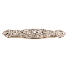 Antique ArtDeco Diamond Brooch in Platinum, 3.10 Carats